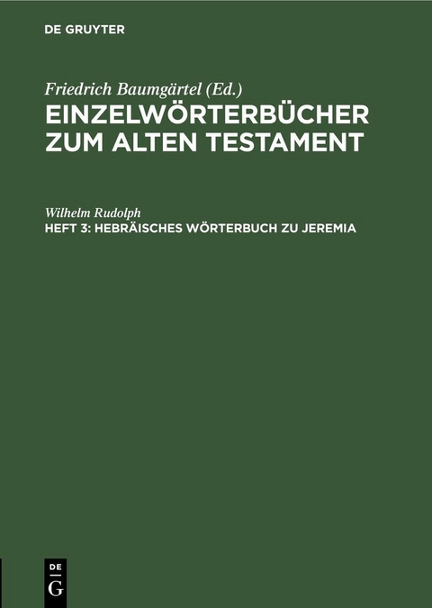 Hebr&auml;isches W&ouml;rterbuch zu Jeremia - Wilhelm Rudolph