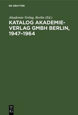Katalog Akademie-Verlag GmbH Berlin, 1947&ndash;1964 - 