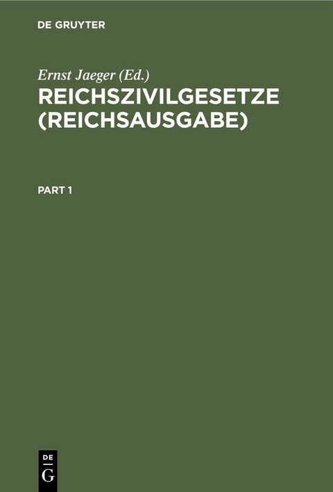 Reichszivilgesetze (Reichsausgabe) - 