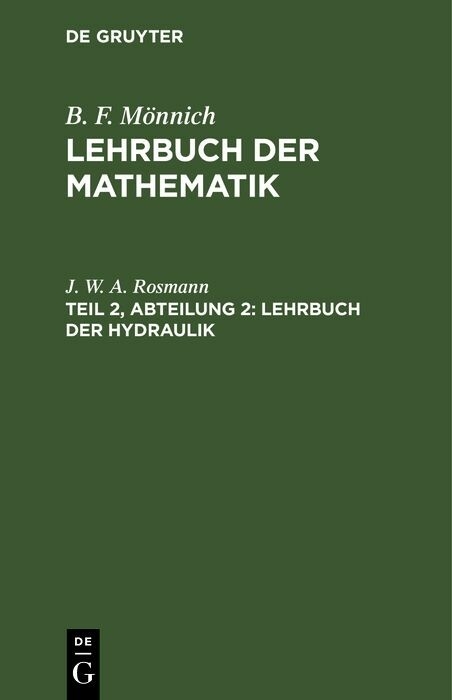 Lehrbuch der Hydraulik - J. W. A. Rosmann