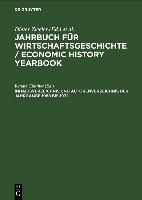 Inhaltsverzeichnis und Autorenverzeichnis der Jahrg&auml;nge 1968 bis 1972 - 
