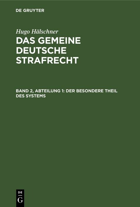 Der besondere Theil des Systems - Hugo H&auml;lschner