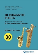 Bb Tenor and Eb Baritone Saxophone easy duets book - 10 Romantic Pieces (scored in 3 keys) - Johannes Brahms, Antonin Dvorak, Peter Ilyich Tchaikovsky, Modest Mussorgsky, Niccol&ograve; Paganini, Anton Rubinstein, Robert Schumann, Ludwig Van Beethoven