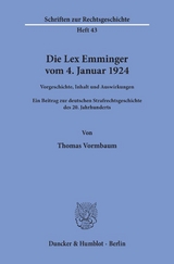 Die Lex Emminger vom 4. Januar 1924. - Thomas Vormbaum