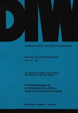 Verflechtungsanalysen f&uuml;r die Volkswirtschaft der DDR am Vorabend der deutschen Vereinigung. - Udo Ludwig, Reiner St&auml;glin, Carsten Stahmer