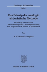 Das Prinzip der Analogie als juristische Methode. - A. W. Heinrich Langhein