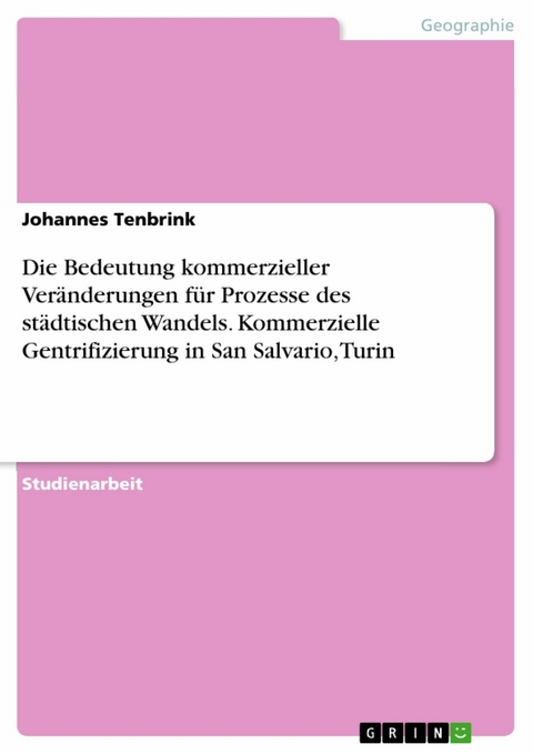 Die Bedeutung kommerzieller Ver&auml;nderungen f&uuml;r Prozesse des st&auml;dtischen Wandels. Kommerzielle Gentrifizierung in San Salvario, Turin - Johannes Tenbrink