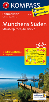 KOMPASS Fahrradkarte M&uuml;nchens S&uuml;den - Starnberger See - Ammersee - 