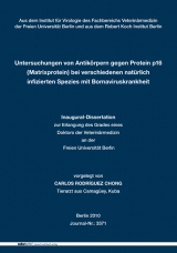 Untersuchungen von Antik&ouml;rpern gegen Protein p16 (Matrixprotein) bei verschiedenen nat&uuml;rlich infizierten Spezies mit Bornaviruskrankheit - Carlos Rodriguez Chong
