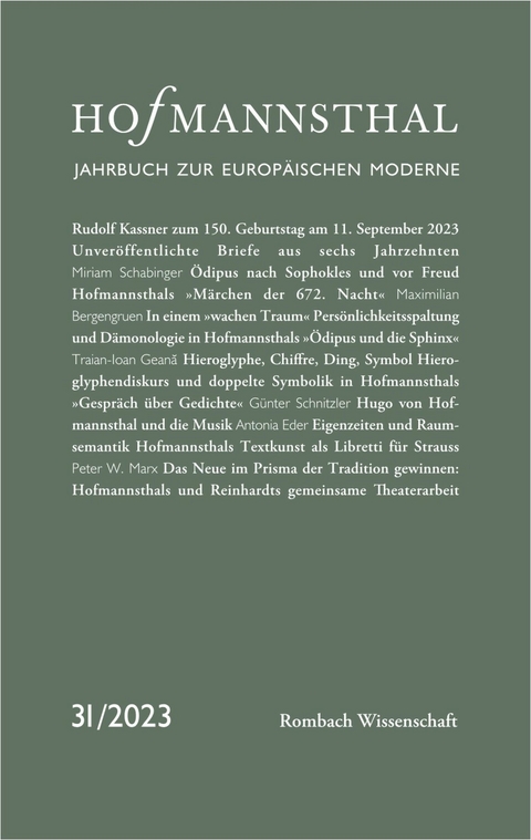Hofmannsthal &ndash; Jahrbuch zur Europ&auml;ischen Moderne - 