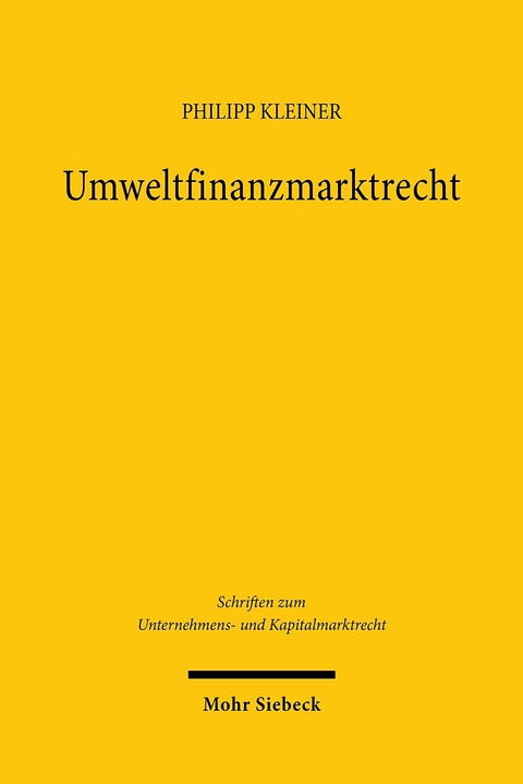 Umweltfinanzmarktrecht -  Philipp Kleiner