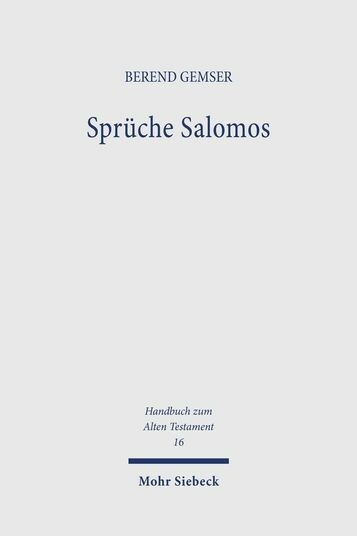 Sprüche Salomos -  Berend Gemser