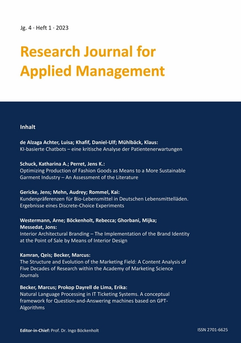 Research Journal for Applied Management - Jg. 4, Heft 1 -  Kai Rommel,  Arne Westermann,  Marcus Becker,  Qeis Kamran,  Klaus M&uuml;hlb&auml;ck,  Jens K. Perret