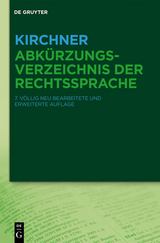 Kirchner. Abkürzungsverzeichnis der Rechtssprache - Dietrich Pannier