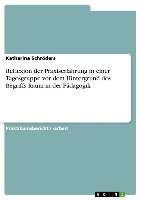 Reflexion der Praxiserfahrung in einer Tagesgruppe vor dem Hintergrund des Begriffs Raum in der P&auml;dagogik -  Katharina Schr&ouml;ders