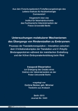 Untersuchungen molekularer Mechanismen des &Uuml;bergangs von Rindereizellen zu Embryonen - geb. Wimmer Siemer  Corinna