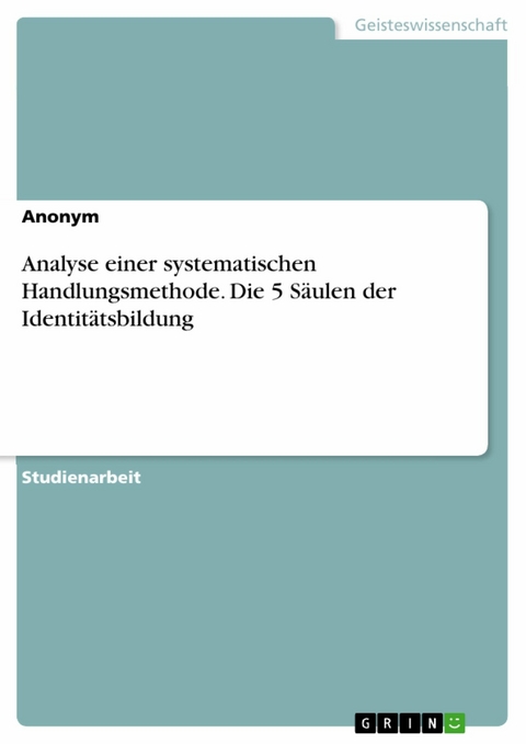 Analyse einer systematischen Handlungsmethode. Die 5 S&auml;ulen der Identit&auml;tsbildung -  Anonym