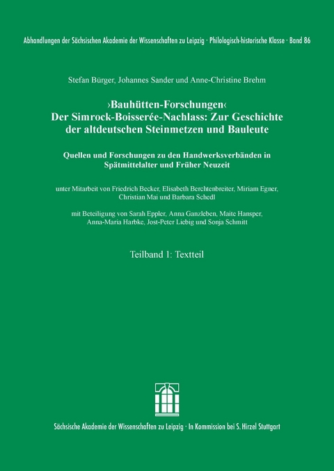 &sbquo;Bauh&uuml;tten-Forschungen&lsquo;. Der Simrock-Boisser&eacute;e-Nachlass - Stefan B&uuml;rger, Johannes Sander, Anne-Christine Brehm