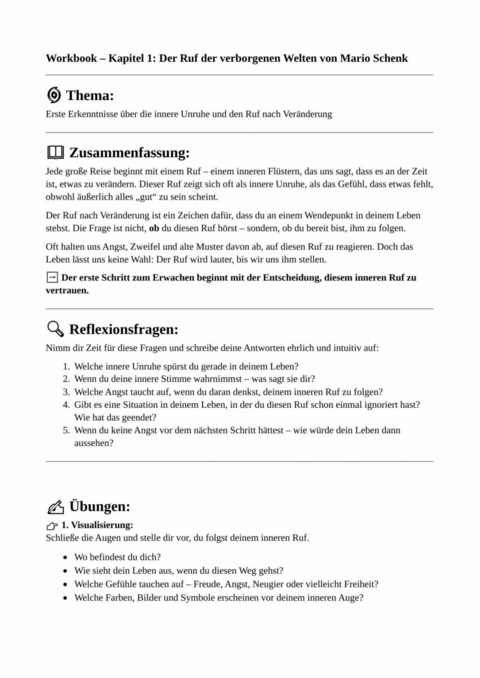 "Workbook &ndash; Das Arbeitsbuch zum Erwachen der verborgenen Welten" - Mario Schenk