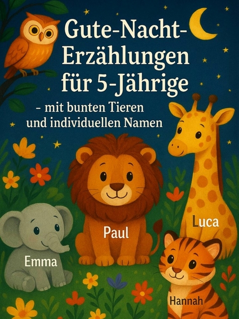 Gute-Nacht-Erz&auml;hlungen f&uuml;r 5-J&auml;hrige &ndash; mit bunten Tieren und individuellen Namen - Hannes Turban