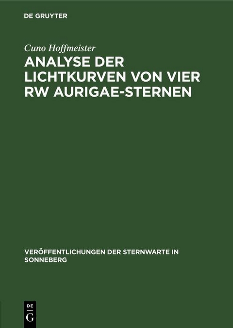 Analyse der Lichtkurven von vier RW Aurigae-Sternen - Cuno Hoffmeister