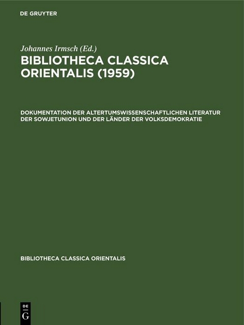 Bibliotheca Classica Orientalis. Band 4, Heft 1 - 