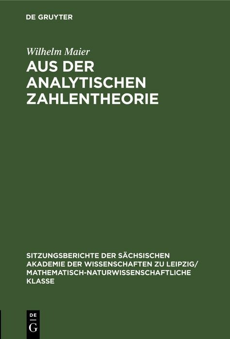 Aus der analytischen Zahlentheorie - Wilhelm Maier