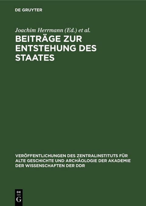 Beitr&auml;ge zur Entstehung des Staates - 