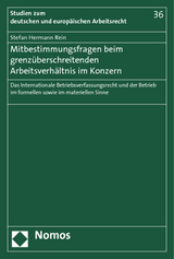 Mitbestimmungsfragen beim grenz&uuml;berschreitenden Arbeitsverh&auml;ltnis im Konzern - Stefan Hermann Rein