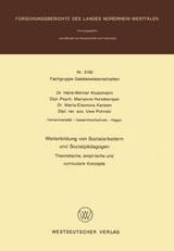 Weiterbildung von Sozialarbeitern und Sozialp&auml;dagogen - Hans-Werner Klusemann
