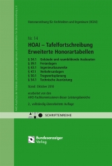 HOAI - Tafelfortschreibung - Erweiterte Honorartabellen (§§ 34.1, 39.1, 43.1, 47.1, 50.1, 54.1)