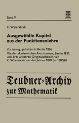 Ausgew&auml;hlte Kapitel aus der Funktionenlehre - Karl Weierstrass