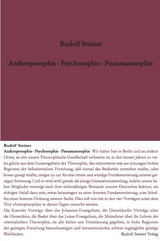 Anthroposophie - Psychosophie - Pneumatosophie - Steiner, Rudolf