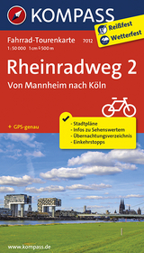 Fahrrad-Tourenkarte Rheinradweg 2, Von Mannheim nach K&ouml;ln - 