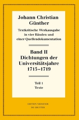 Dichtungen der Universit&auml;tsjahre 1715-1719 - 