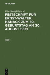 Festschrift f&uuml;r Ernst-Walter Hanack zum 70. Geburtstag am 30. August 1999 - 