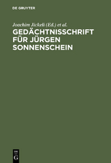 Ged&auml;chtnisschrift f&uuml;r J&uuml;rgen Sonnenschein - 