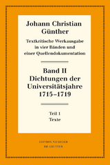 Dichtungen der Universit&auml;tsjahre 1715-1719 - 