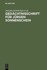 Ged&auml;chtnisschrift f&uuml;r J&uuml;rgen Sonnenschein - 