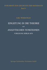 Einleitung in die Theorie der analytischen Funktionen - Karl Weierstra&szlig;, Peter Ullrich