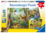 Ravensburger Kinderpuzzle - 09265 Wald-/Zoo-/Haustiere - Puzzle f&uuml;r Kinder ab 5 Jahren, mit 3x49 Teilen