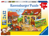 Ravensburger Kinderpuzzle - 07560 Flei&szlig;ig auf dem Bauernhof - Puzzle f&uuml;r Kinder ab 3 Jahren, mit 2x12 Teilen