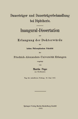 Dauertr&auml;ger und Dauertr&auml;gerbehandlung bei Diphtherie - Martin Pape