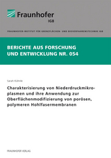 Charakterisierung von Niederdruckmikroplasmen und ihre Anwendung zur Oberfl&auml;chenmodifizierung von por&ouml;sen, polymeren Hohlfasermembranen - Sarah K&uuml;hnle