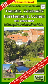 Radwander- und Wanderkarte F&uuml;rstenberg, Lychen, Templin, Zehdenick und Umgebung