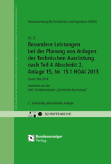 HOAI - Besondere Leistungen bei der Planung von Anlagen der Technischen Ausr&uuml;stung nach Teil 4 Abschnitt 2, Anlage 15, Nr. 15.1 HOAI 2013