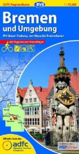 ADFC-Regionalkarte Bremen und Umgebung mit Tagestouren-Vorschlägen, 1:75.000, reiß- und wetterfest, GPS-Tracks Download - 