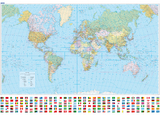 Weltkarte politisch mit Relief (d,f,e) 1:30 Mio. Poster - 