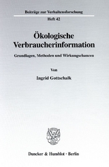 &Ouml;kologische Verbraucherinformation. - Ingrid Gottschalk