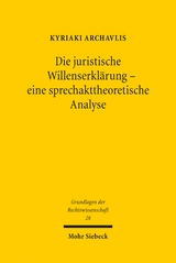Die juristische Willenserklärung - eine sprechakttheoretische Analyse - Kyriaki Archavlis
